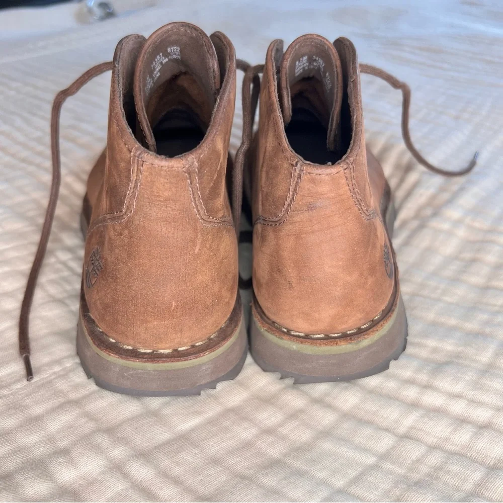 Timberland Chukka Everyday Wear Genuine Leather Laceup Brown Boots Men 8.5